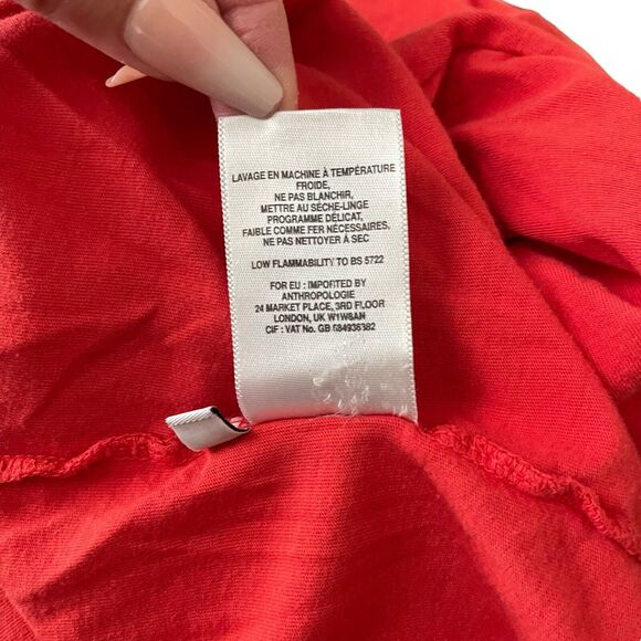 t.la XL Blouse Balloon Long Sleeve Top Coral Red Solid Tee Shirt Basic - Picture 4 of 9